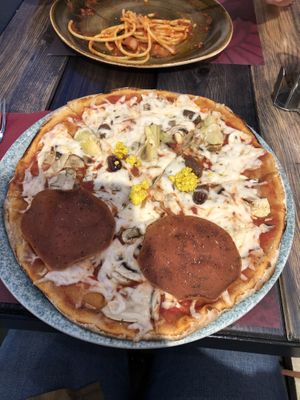 Capricoscia pizza. The sausage wasn’t good!  at Rifugio Romano in Rome