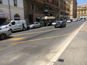 Restaurant awning from across the street at Rifugio Romano in Rome