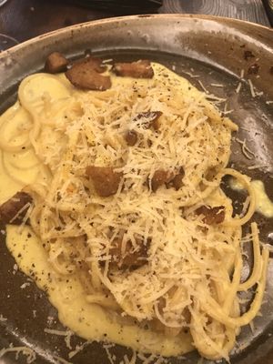 Vegan carbonara  at Rifugio Romano in Rome