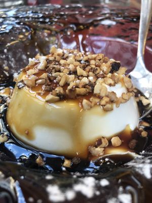 Vegan caramel pana cotta  at Rifugio Romano in Rome