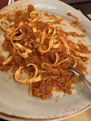 Vegan pasta with bolognese sauce  at Rifugio Romano in Rome
