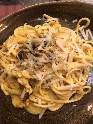 Vegan carbonara! at Rifugio Romano in Rome