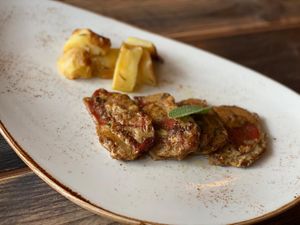 Vegan Saltimbocca (Roman traditional dish) at Rifugio Romano in Rome