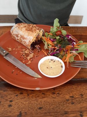 Breakfast burrito (1/2 eaten!) at Pure Vegan Heaven - Chalong  in Phuket