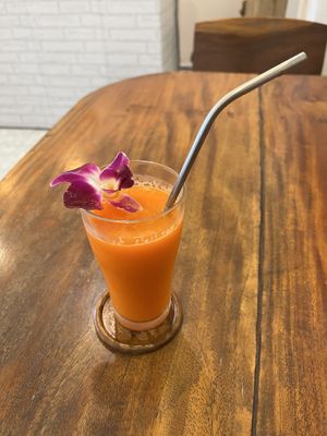 Orange + carrot + ginger juice  #Veganuary at Pure Vegan Heaven - Chalong  in Phuket