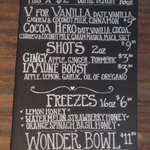 the rest of the menu at Sun & Soil Juice Company in Sacramento