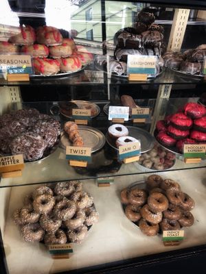 The display case at Mighty-O Donuts - Capitol Hill in Seattle