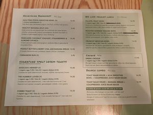 Menu at PLUS in Ghent