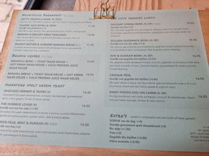 Menu at PLUS in Ghent