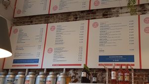 Menu above counter: mainly vegan (some vegetarian options) at Moor&Moor - Jakobijnenstraat in Ghent