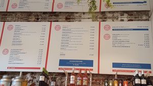 Menu above counter: mainly vegan (some vegetarian options) at Moor&Moor - Jakobijnenstraat in Ghent