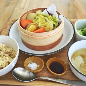 rice meal of the day at Re:Nature Organic Cafe in Tokyo