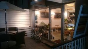 Shopfront on the 3rd floor with its outdoor seating at Re:Nature Organic Cafe in Tokyo