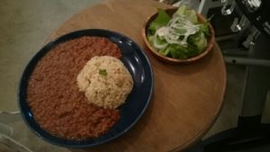 Soy vege Keemacurry, utilizing 12kinds of pulp in addition to soy meat to duplicate keema texture. at Re:Nature Organic Cafe in Tokyo