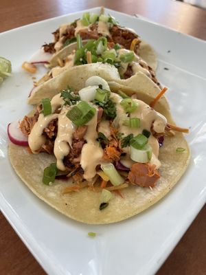 Tacos with kimchi  at Cafe Wylde in Everett