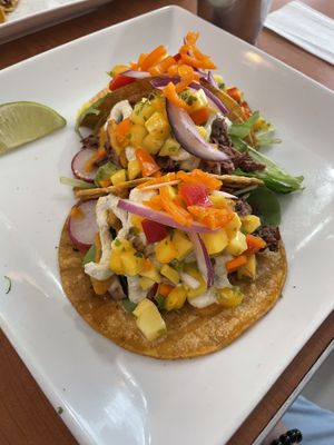 Habanero peach tacos  at Cafe Wylde in Everett