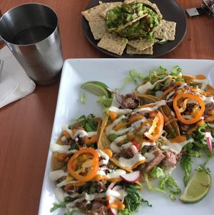 peach habanero taco and avocado dip?  at Cafe Wylde in Everett