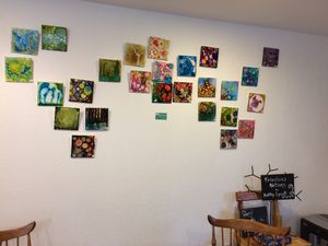 Wall upstairs - pretty things at Cafe Wylde in Everett