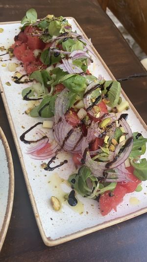 Watermelon salad without cheese and parmesan at Fig in Hvar