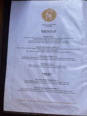 Menu  at Fig in Hvar