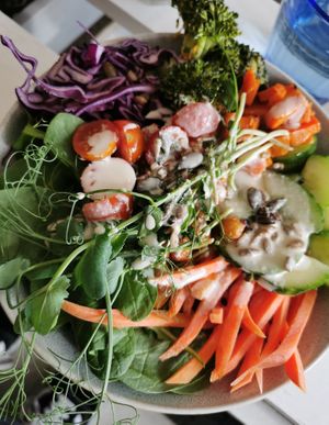 Buddha bowl at Herbivore in Prague