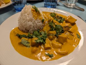 Tofu & eggplant curry at Herbivore in Prague
