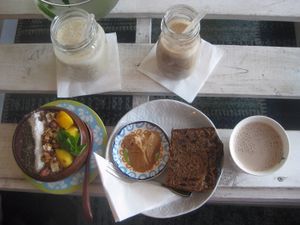 Acai bowl, banana bread and smoothies at Herbivore in Prague