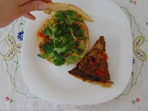 Sandwich and quiche from the buffet at Herbivore in Prague
