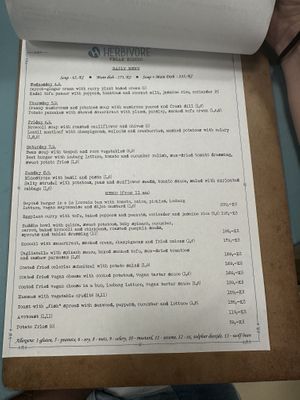 Daily menu   at Herbivore in Prague