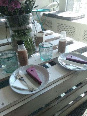 Blueberry cake at Herbivore in Prague