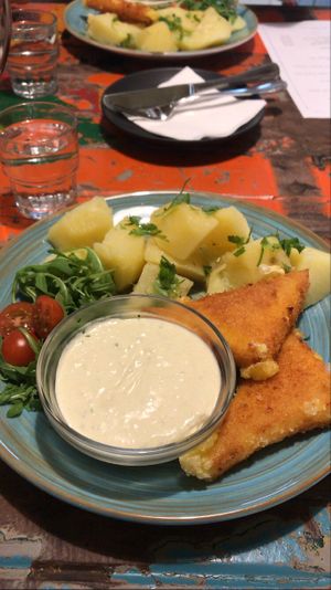 fried vegan cheese for 149,- CZK at Herbivore in Prague