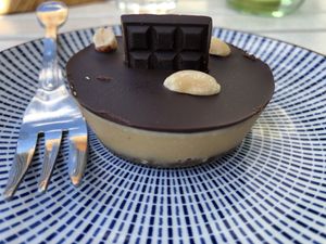 Raw peanut chocolate cake  at Herbivore in Prague