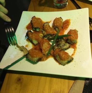 eggplant rolls at Greenroom are delicious.  at Green Room in Shenzhen