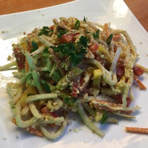 crunchy, soft, fresh and delicious udon noodle salad  at Green Room in Shenzhen