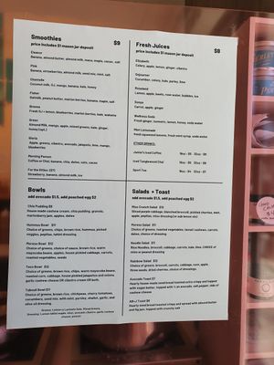 Menu at Rawdacious in Portland
