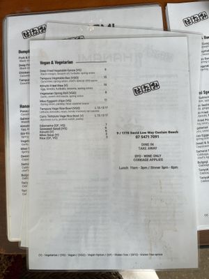 Food options   at Hot Chilli Bean Thai Cafe in Coolum Beach