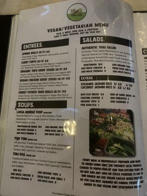 Vegan/Veg menu  at Hot Chilli Bean Thai Cafe in Coolum Beach