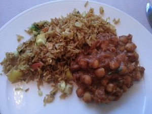 Chana Masala with vegetable rice at Indian Raja in Riga