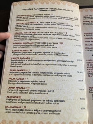 Menu August 2024  at Indian Raja in Riga