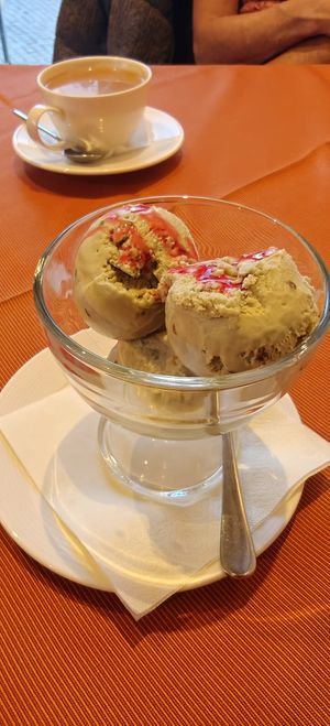 Pistachio ice cream at Indian Raja in Riga
