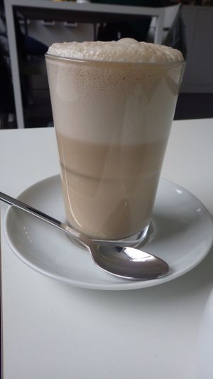 Hot hazelnut milk at Suesser WOLZ in Berlin