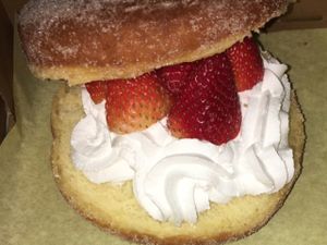 strawberry split & creme brûlée  at Donut Bar in Las Vegas