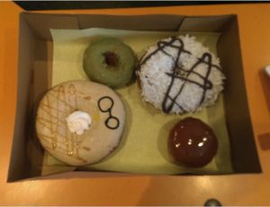 Little donuts are vegan - green tea and creme brulee. Big donuts are not at Donut Bar in Las Vegas