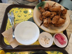 Soy fried chicken at Loving Hut Land - 러빙헛랜드 in Seoul