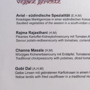 vegan mains at Madhuban in Innsbruck