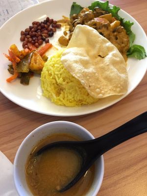 Curry comes with a soup.  at VegCafe in Central Singapore