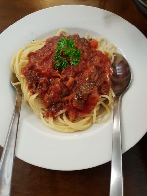 Spaghetti at VegCafe in Central Singapore