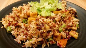 mala fried rice at VegCafe in Central Singapore