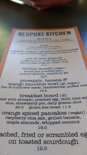 menu top at Bespoke Kitchen  in Queenstown