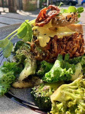 Hazelnut hollandaise, tofu scramble, potato hash  at Bespoke Kitchen  in Queenstown